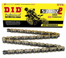 Łańcuch napędowy 520 DZ2 G&B Złoty 112 bez O-ringów otwarty z zapinką DID | 520DZ2GB-112