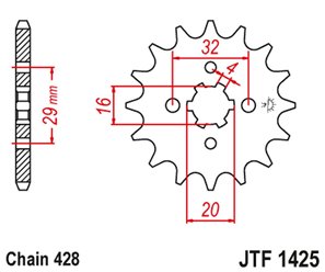 Zębatka przednia Suzuki GSXR 125, RG 80, GSX 125S 13 ŁAŃC. 428 | JTF1425.13