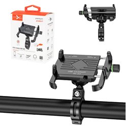 Uchwyt motocyklowy R10-metal z ładowarką USB QC 3.0 czarny | UCH000169