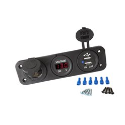 Gniazdo zapalniczki 12v USB woltomierz Czerwony wyświetlacz