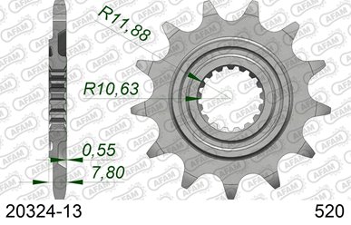 Zębatka przednia 2320 13 Honda CRF 250R Łańcuch 520 AFAM | 20324-13
