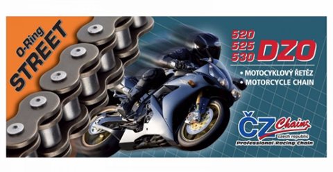 CZ ŁAŃCUCH NAPĘDOWY 525 DZO (116 OGNIW) O-RING BRONZE DO 900 CCM (STREET) (40,0 KN) + ZAKUWKA DRĄŻONA