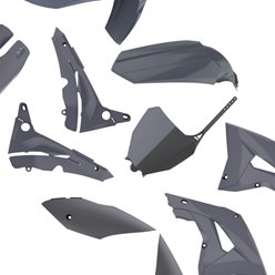 Komplet plastików Honda CR 125/250 w zestawie osłony amortyzatorów szary Nardo Grey Polisport | 90875