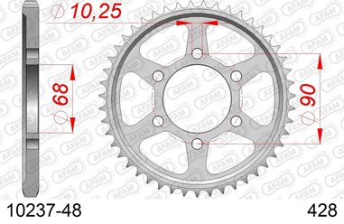 Zębatka tylna 48 Honda CB 125R ŁAŃC. 428 AFAM | 10237-48