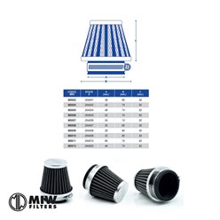 Filtr powietrza stożkowy chromowany (60x74x62mm) MIW | M5011