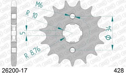 Zębatka przednia 17 (+2) Honda XLR 125, CBR 125, CLR 125 ŁAŃC. 428 AFAM | 26200-17