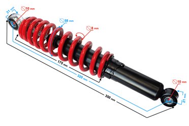 Amortyzator ATV 110 32 cm, sprężyna 8 mm | AMOJHU077
