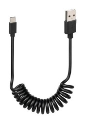Kabel sprężynowy Usb> USB typu C - 100 cm - czarny LAMPA