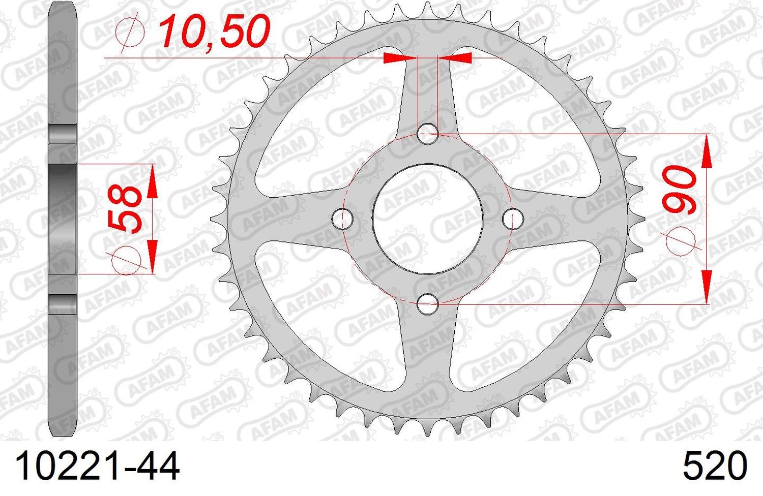 Zębatka tylna 44 Honda XL 125V Varadero ŁAŃC. 520 AFAM | 10221-44