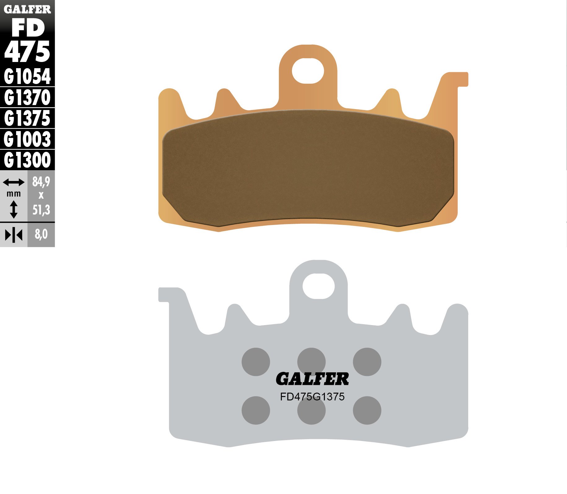 Klocki hamulcowe KH630 spiek metaliczny (złote) sport Galfer | FD475G1375