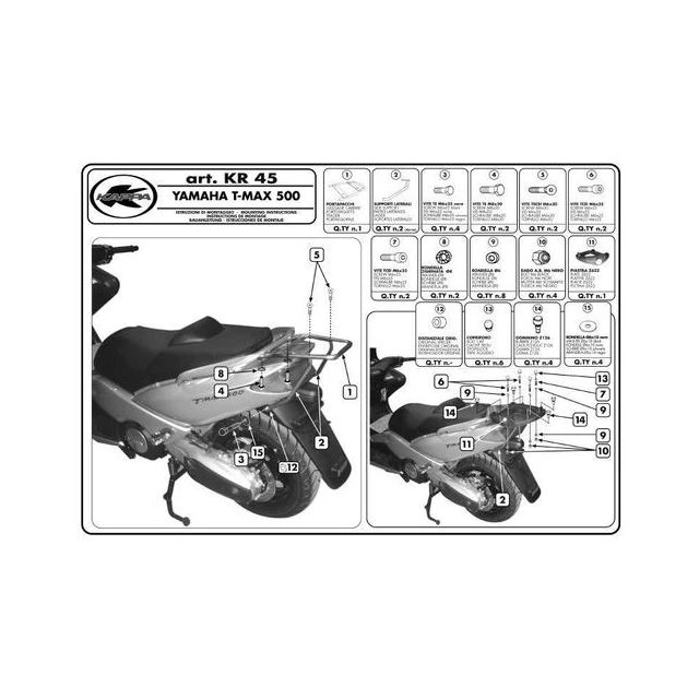 Stelaż kufra centralnego z płytą Monokey Yamaha T-MAX 500 Kappa | KR45