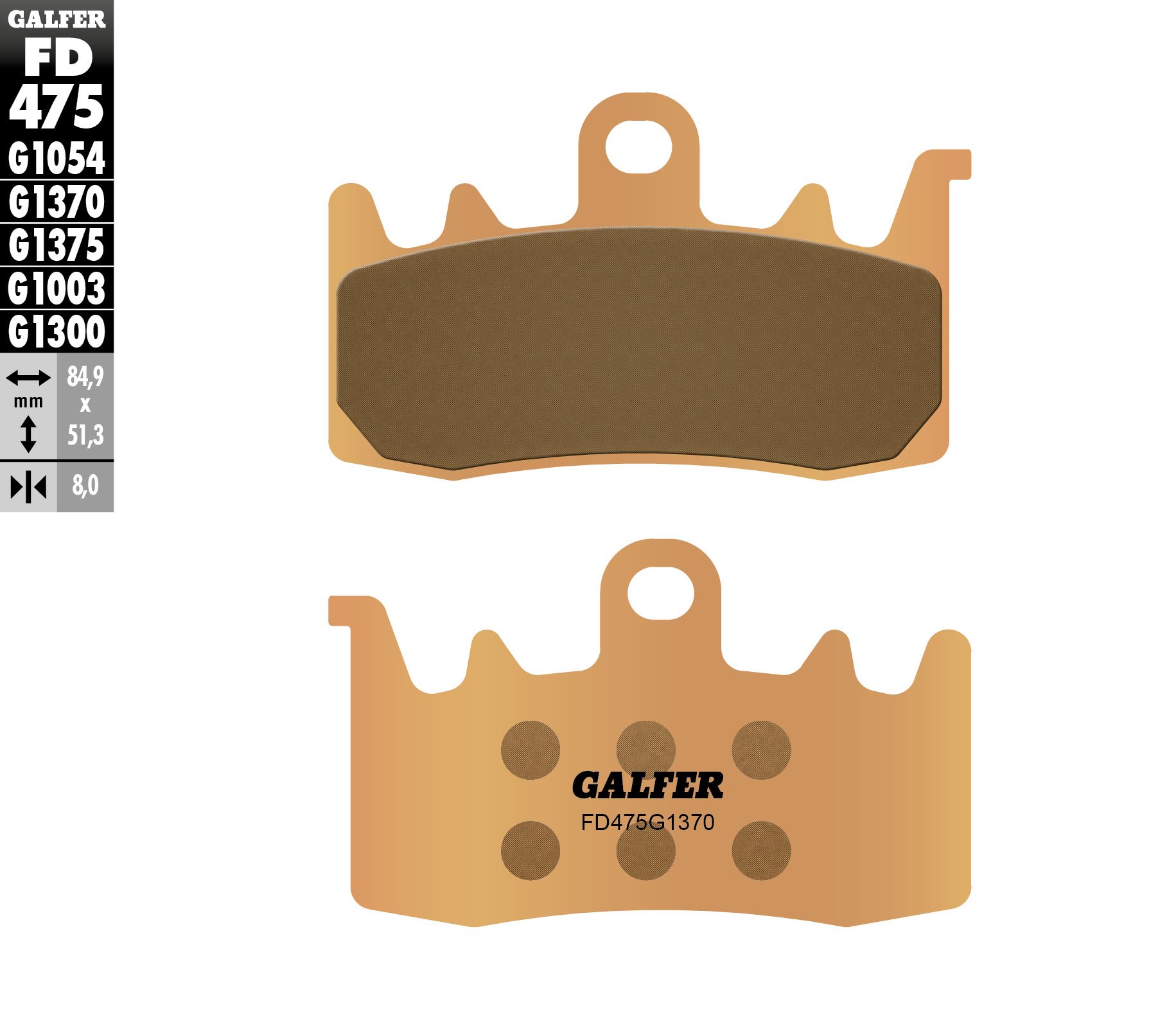 Klocki hamulcowe KH630 spiek metaliczny (złote) street Przód BMW, Ducati, Triumph Galfer | FD475G1370