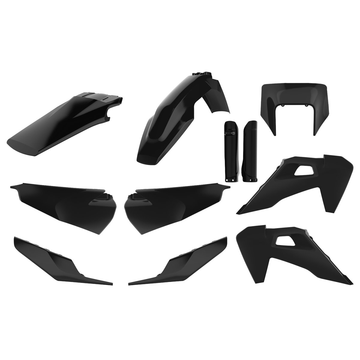Komplet plastików (FULL KIT) z osłoną lampy przedniej i osłonami amortyzatorów Husqvarna TE/FE TPI Czarny Polisport | 91125