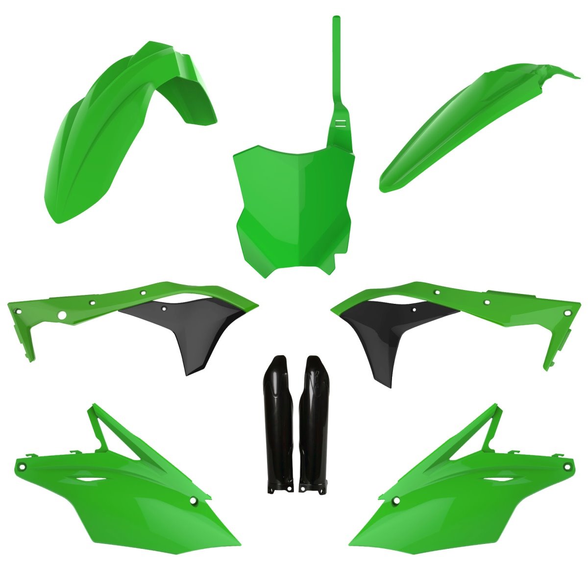 Komplet plastików Kawasaki KXF 250 zielony czarny Polisport | 91494