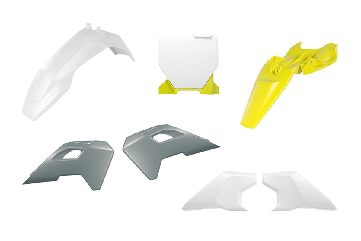 Komplet plastików Husqvarna TC 65 OEM biały/szary/żółty Racetech | KITHSQ-OEM-165
