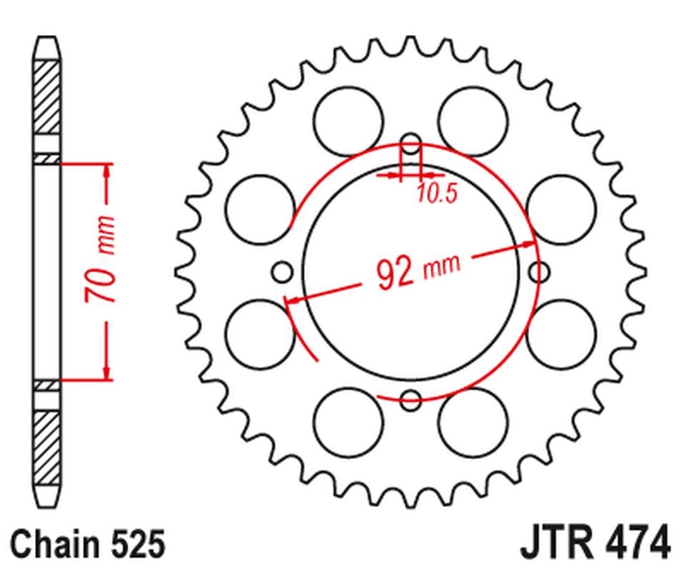 Zębatka tylna Kawasaki KH 250, S1 250 (48, ŁAŃC. 525) JT | JTR474.48