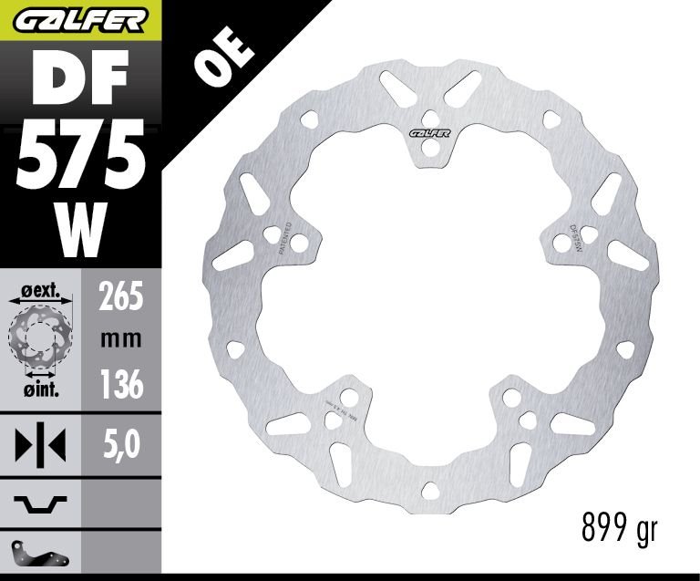 Tarcza hamulcowa tył Voge 900DSX (265x136x5mm) (WAVE FIXED) Galfer | DF575W