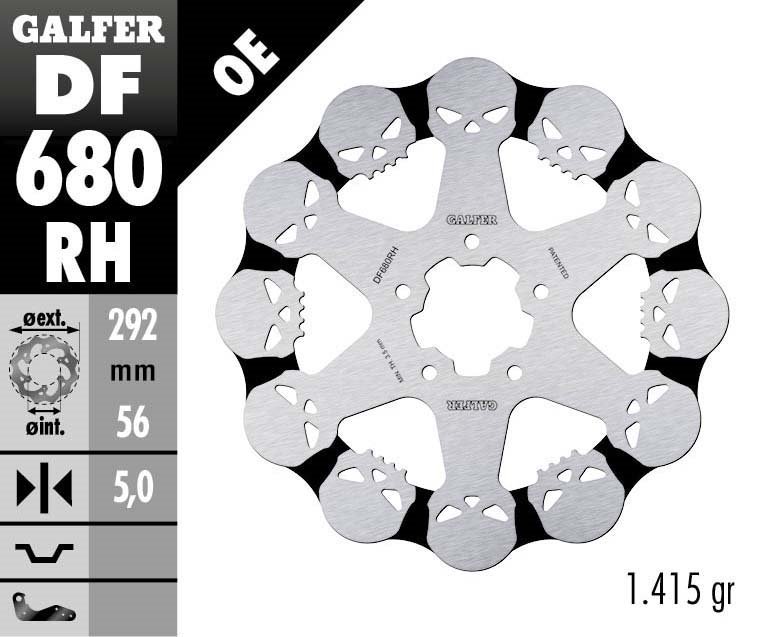 Tarcza hamulcowa przód Harley-Davidson (292x56x5) pływająca Skull Galfer | DF680FRH