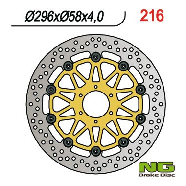 Tarcza hamulcowa przód Honda CBR 600/900/VTR 1000F (296x58x4mm) (6x6,5mm) pływająca (złoty środek) NG | NG216/GLD