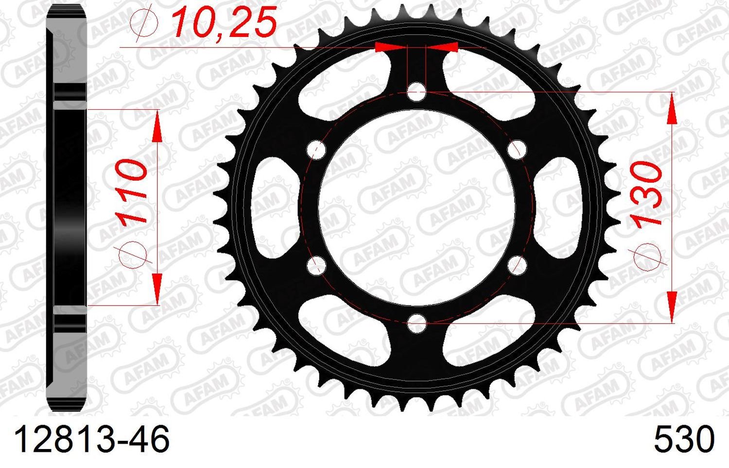 Zębatka tylna 46 Yamaha FZ6 ŁAŃC. 530 AFAM | 12813-46