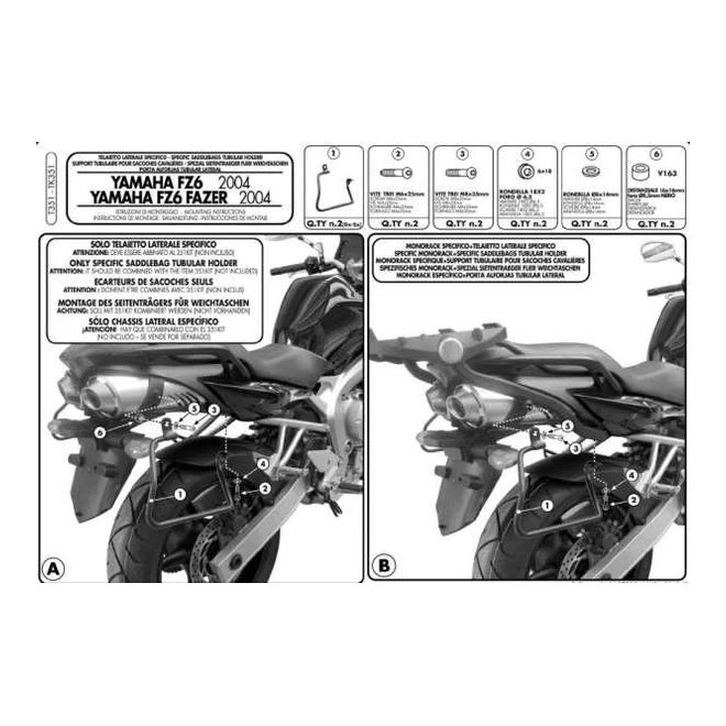 Stelaż pod sakwy Yamaha FZ6 Fazer Kappa | TK351