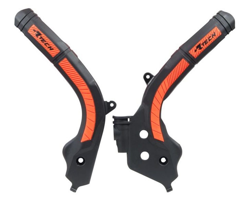 Osłony ramy Bi-Material Super Grip KTM SX 125/150/250, EXC/EXCF 250/350/450, SXF 250/350/450 czarno-pomarańczowe RACETECH | PRTKTMNRAR1