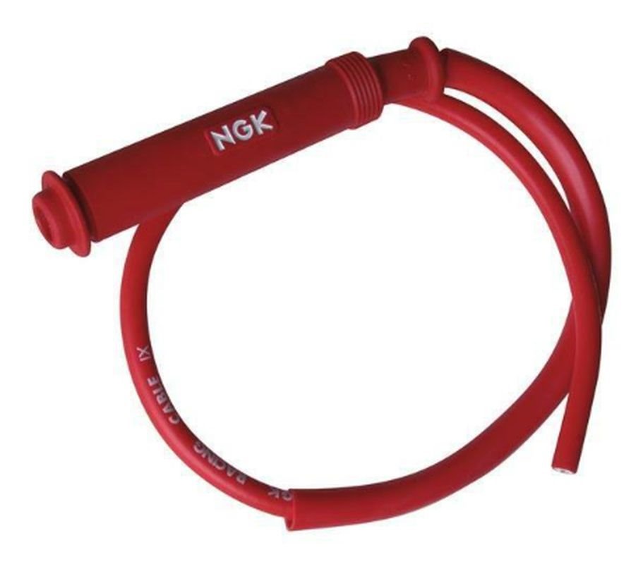 Fajka na świece NGK CR3 gumowa prosta, przewód 50cm, czerwona z nakrętką