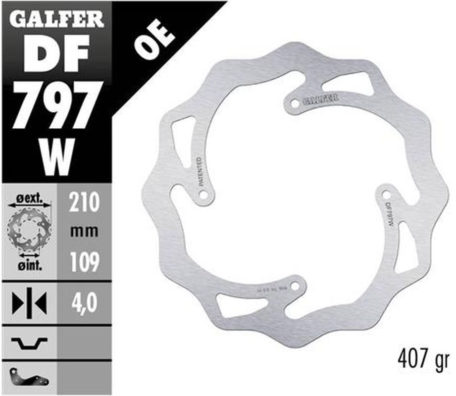 Tarcza hamulcowa tył KTM SX 85, SX 150, FREERIDE 250/350, FREERIDE E (210X106X4MM) Galfer | DF797W