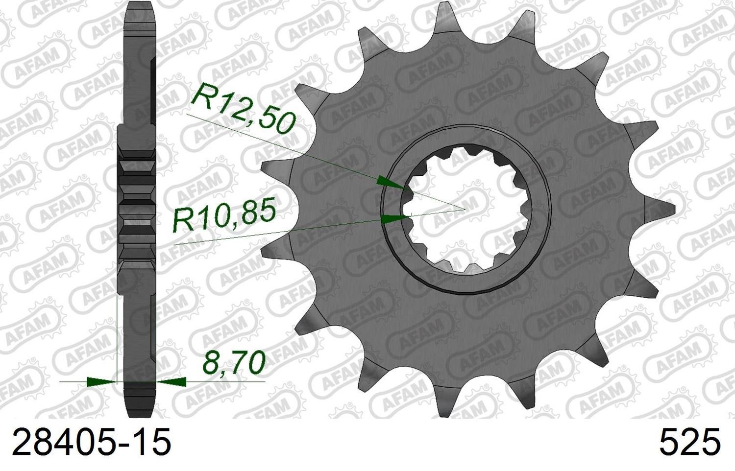Zębatka przednia 15 Kawasaki Z 1000, Z 900, KLZ1000 ŁAŃC. 525 AFAM | 28405-15