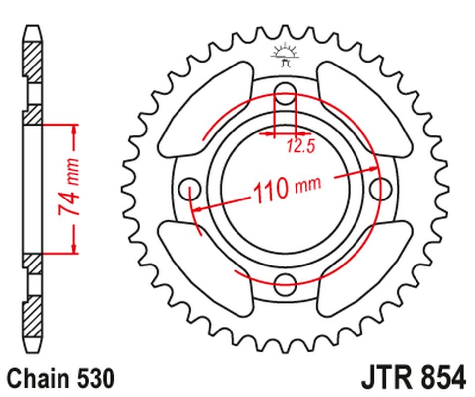 Zębatka tylna Yamaha XS 250, XS 500 (43, ŁAŃC. 530) JT | JTR854.43