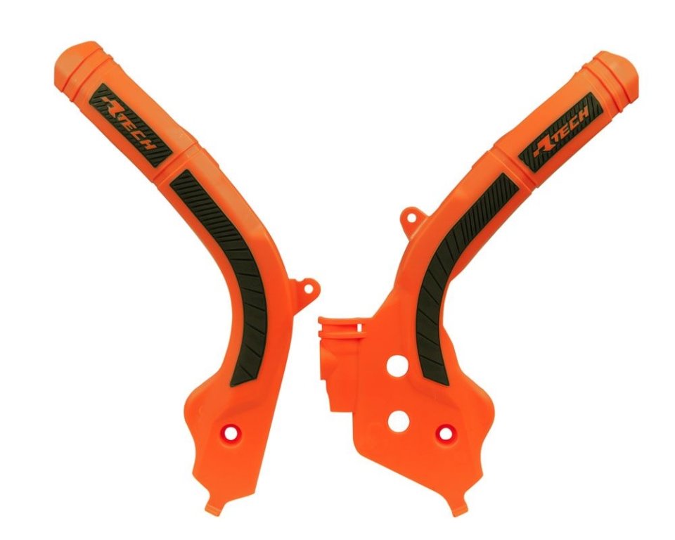 Osłony ramy Bi-Material Super Grip KTM SX 125/150/250, EXC/EXCF 250/350/450, SXF 250/350/450 pomarańczowo-czarne RACETECH | PRTKTMARNR1