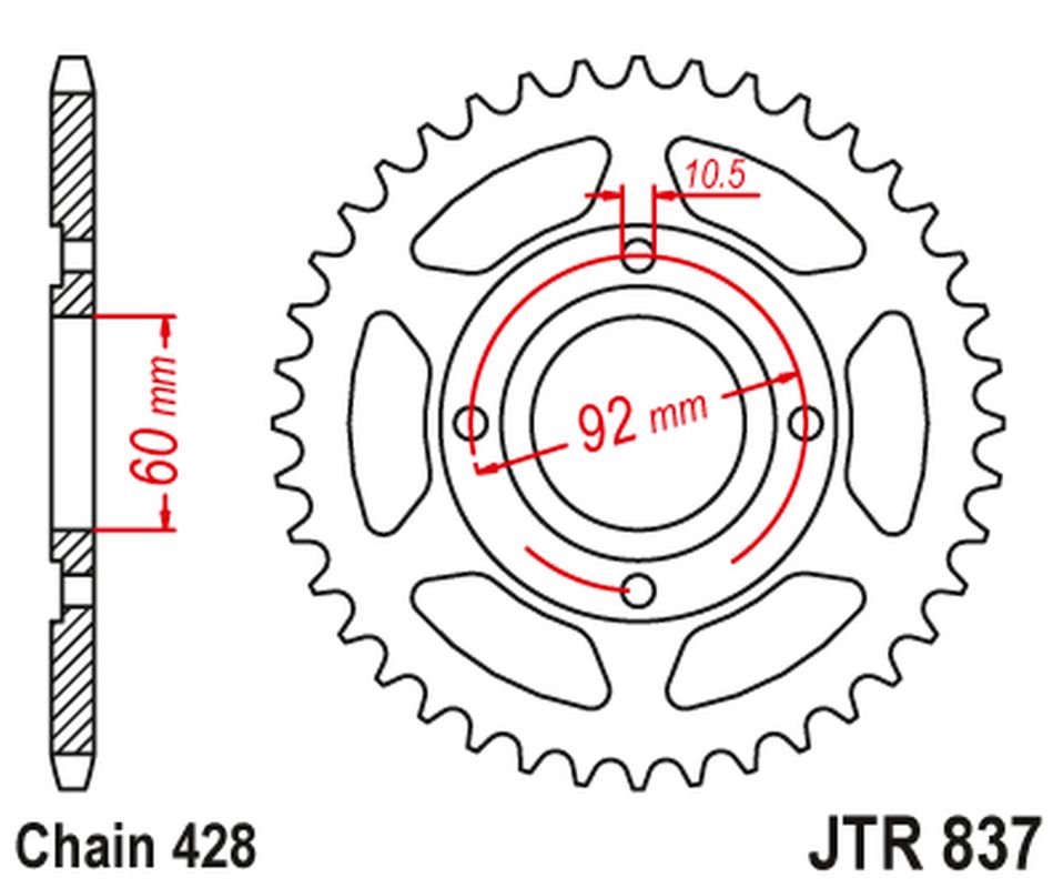 Zębatka tylna Yamaha RD 125, RD 200 (39, ŁAŃC. 428) JT | JTR837.39