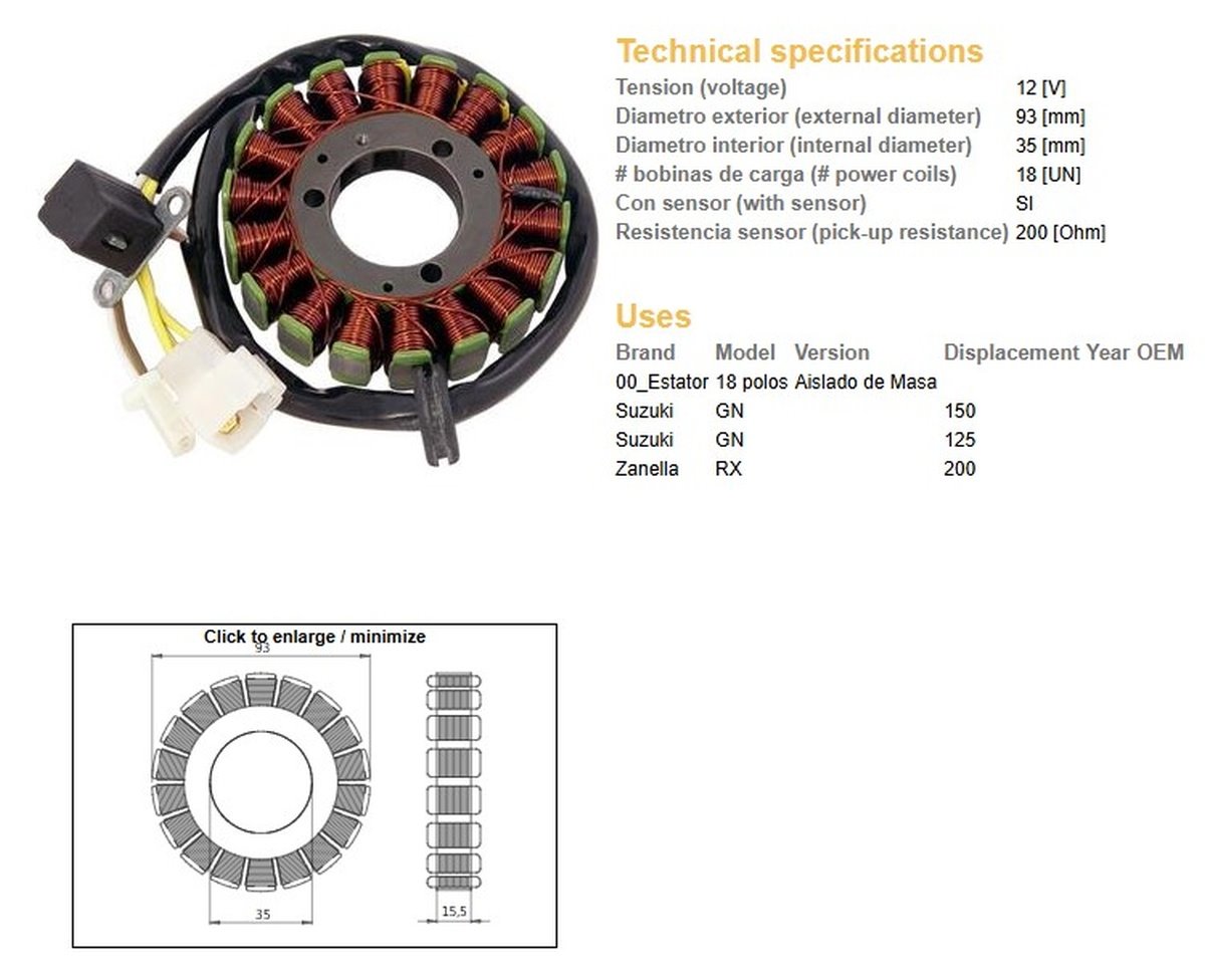 Uzwojenie alternatora (stator) Suzuki GN 125 DZE | 2867-01