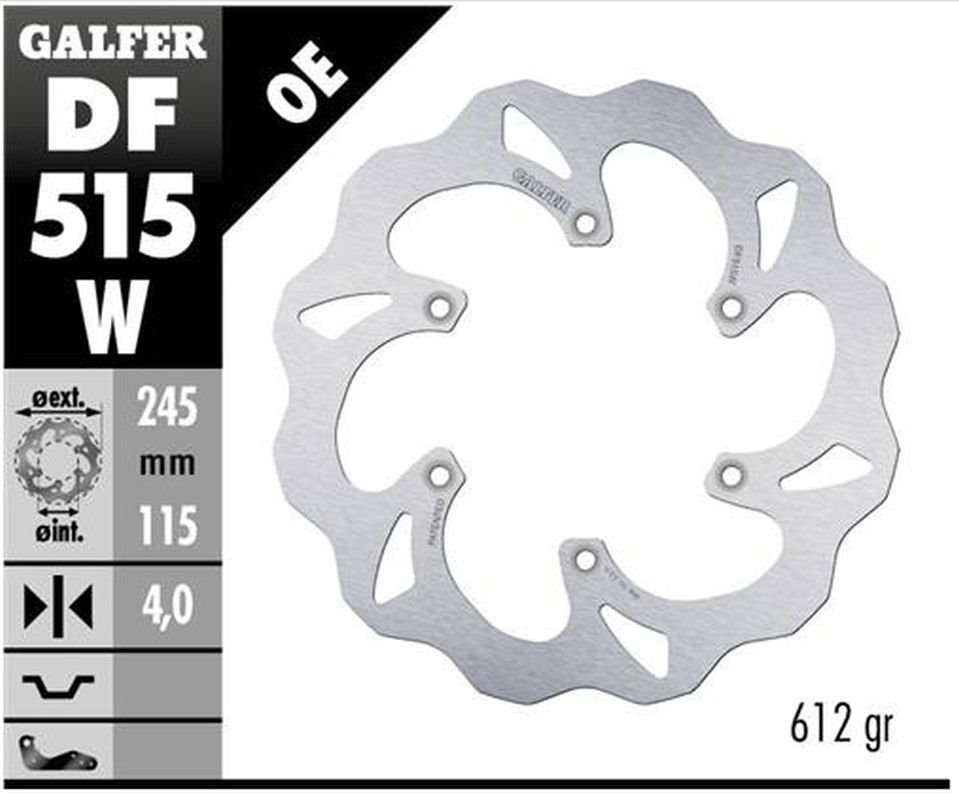 Tarcza hamulcowa tył Yamaha YZ 125, 250F/450F WAVE (245x115x4mm) Galfer | DF515W