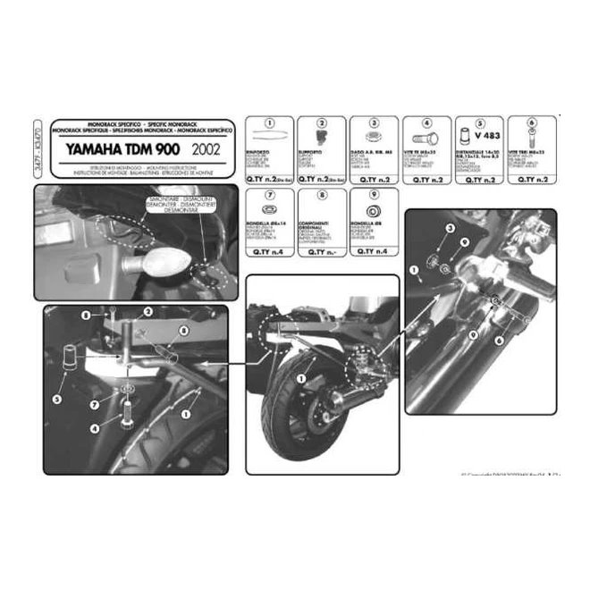 Stelaż kufra centralnego Yamaha TDM 900 bez płyty Kappa | K3470