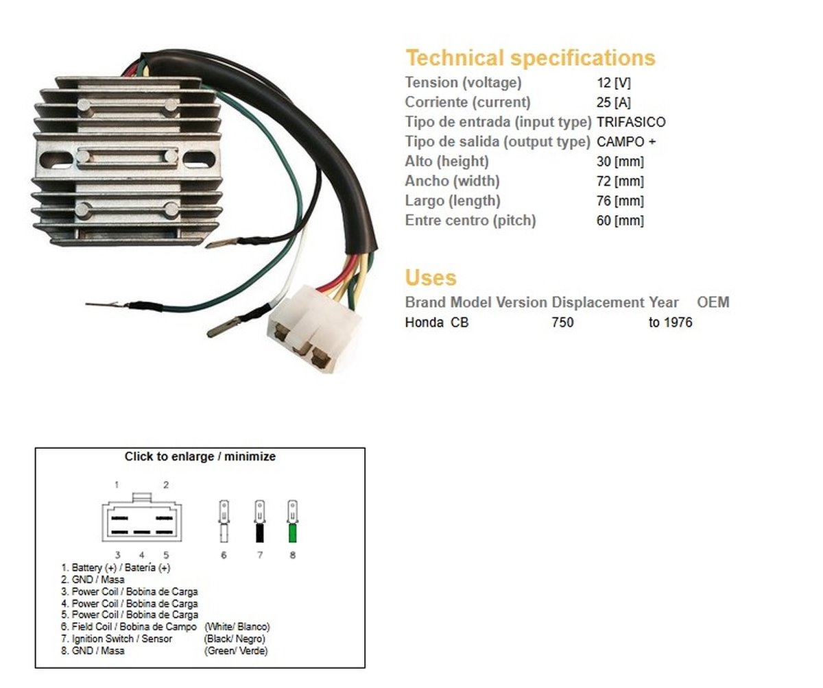 Regulator napięcia Honda CB 750 Four | 10007-01
