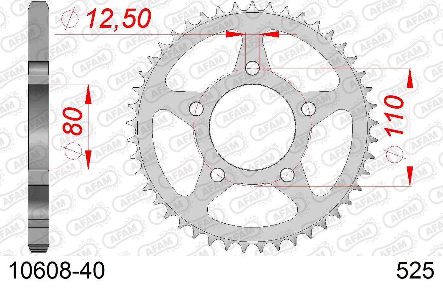 Zębatka tylna 40 Honda CB 500, CB 750F ŁAŃC. 525 AFAM | 10608-40