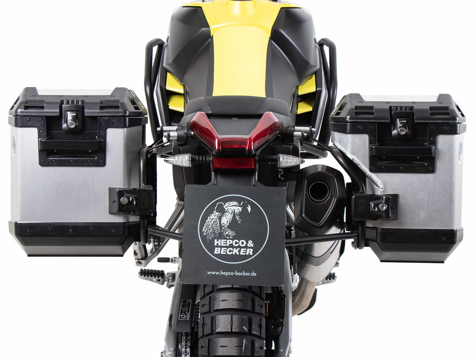 Stelaż kufrów bocznych Cutout + kufry Xplorer Aprilia Tuareg 660 Rally 2025-2026 Hepco Becker | 6517687 00 01-00-40