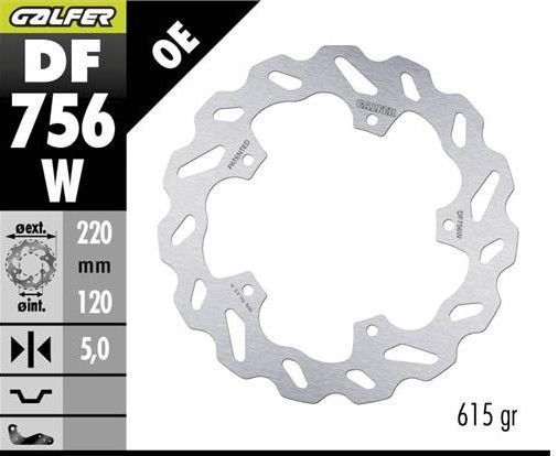 Tarcza hamulcowa tył BMW HP 4, M 1000R, S 1000 R, 1000RR (WAVE FIXED) (220X120X5MM) Galfer | DF756W