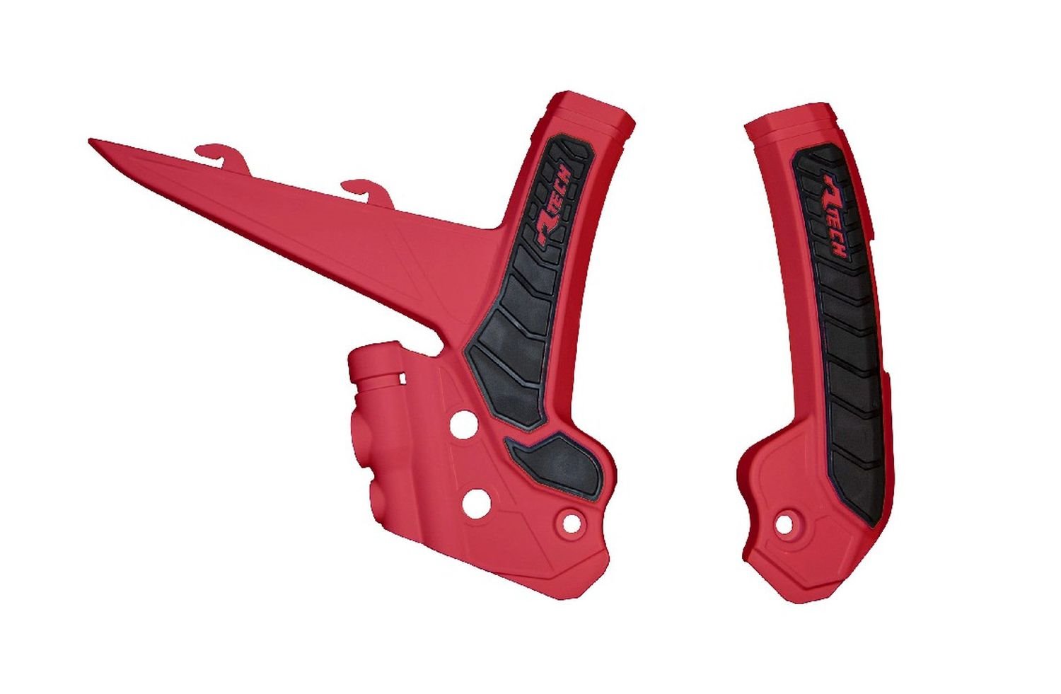 RACETECH (RTECH) OSŁONY RAMY (KOMPLET) BI-MATERIAL SUPER GRIP GAS GAS MC 125 / 250 2024, MCF 250 / 450 FACTORY EDITION 2023-2024, MCF / ECF 250 / 350 / 450 2024, KOLOR CZERWONY / CZARNY | PRTGASRGNR1