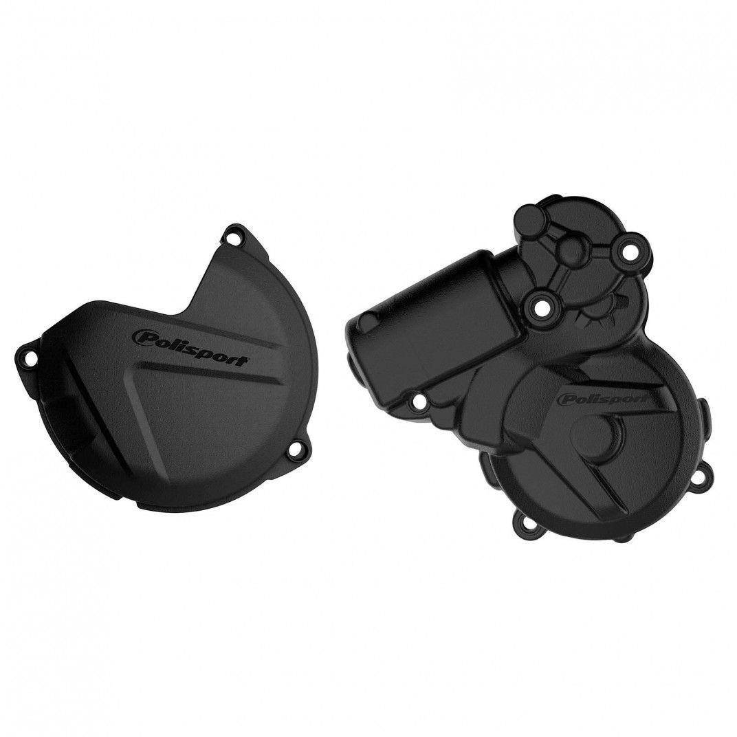 Zestaw osłon pokrywy alternatora i sprzęgła KTM EXC/XCW 250/300, Husqvarna TE 250/350 czarny Polisport | 90966