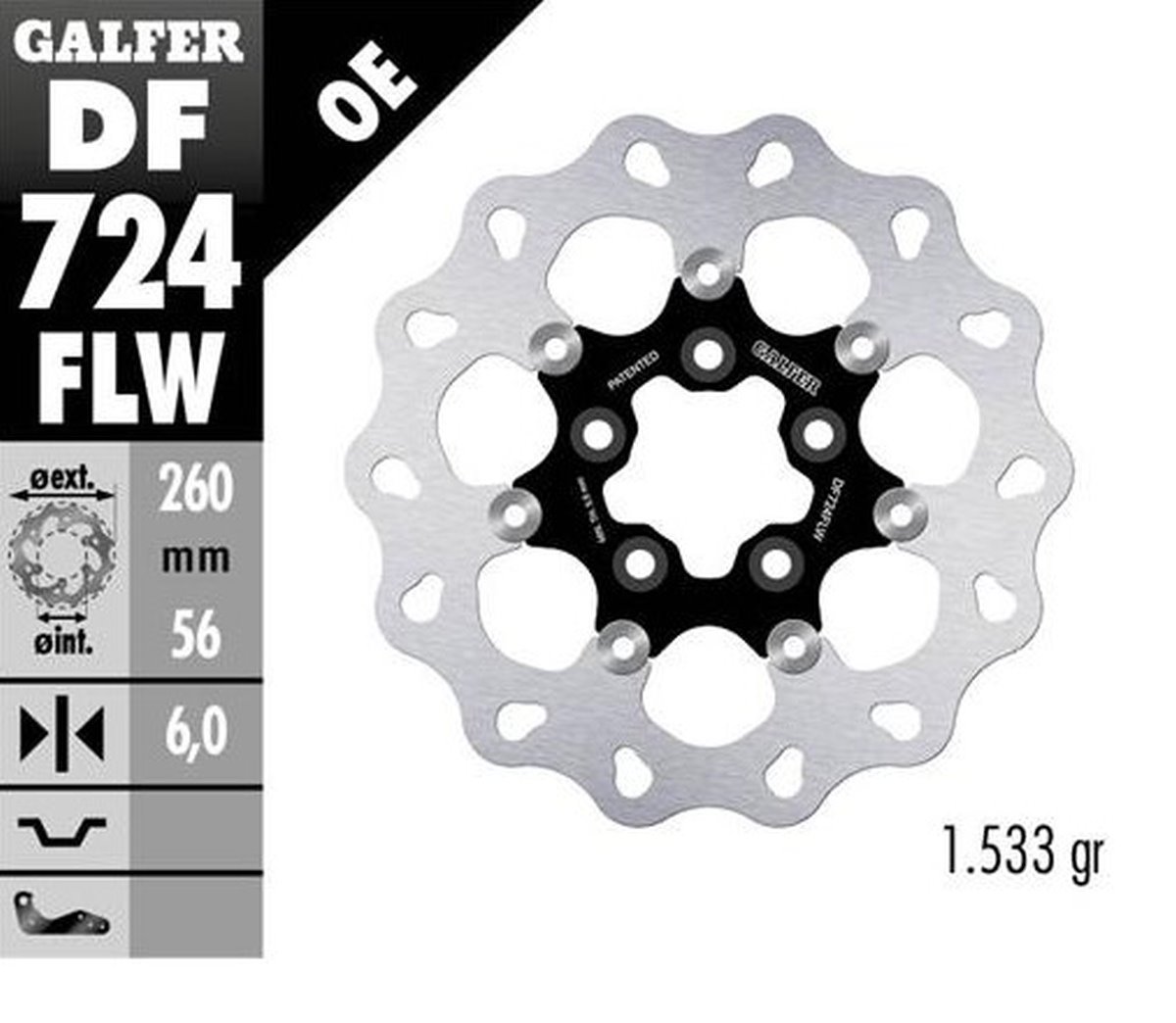 Galfer Tarcza hamulcowa przód pływająca Wave Disc Floating Harley-Davidson (260x56x6mm) | DF724FLW