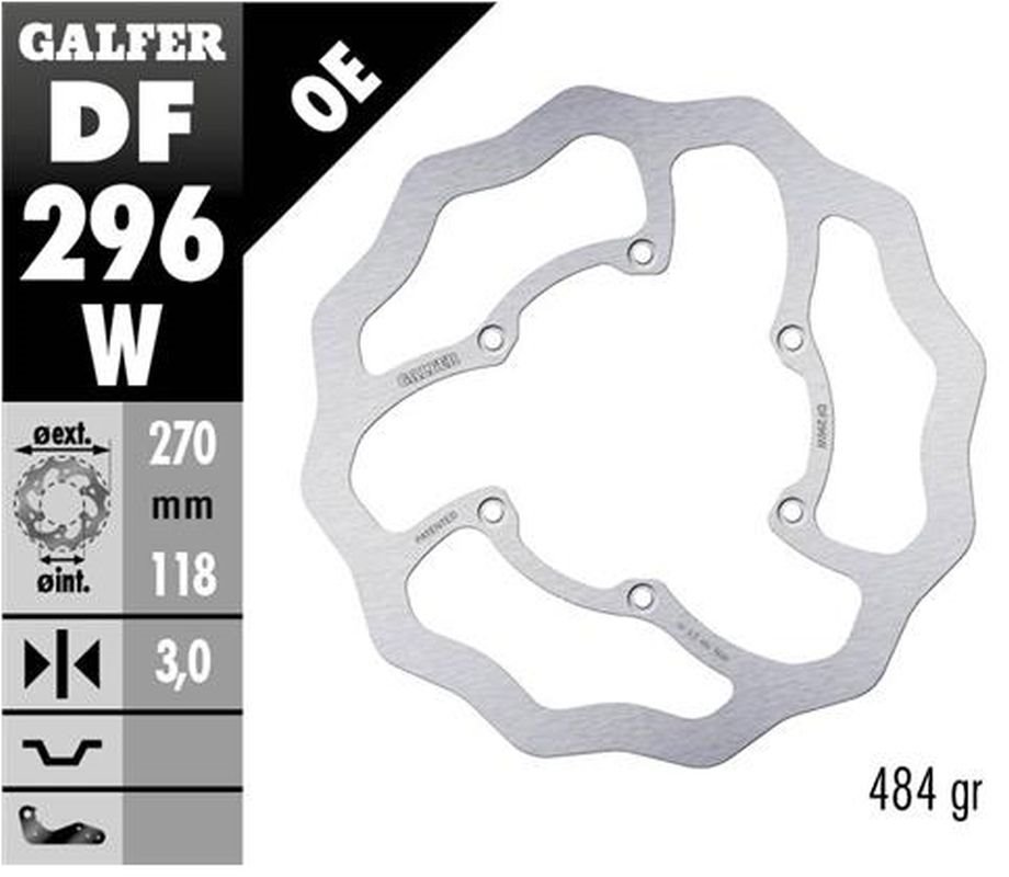 Tarcza hamulcowa przód Yamaha WR 250F, 450F, YZ 125/250, 250F/450F WAVE (270x118x3mm) Galfer | DF296W