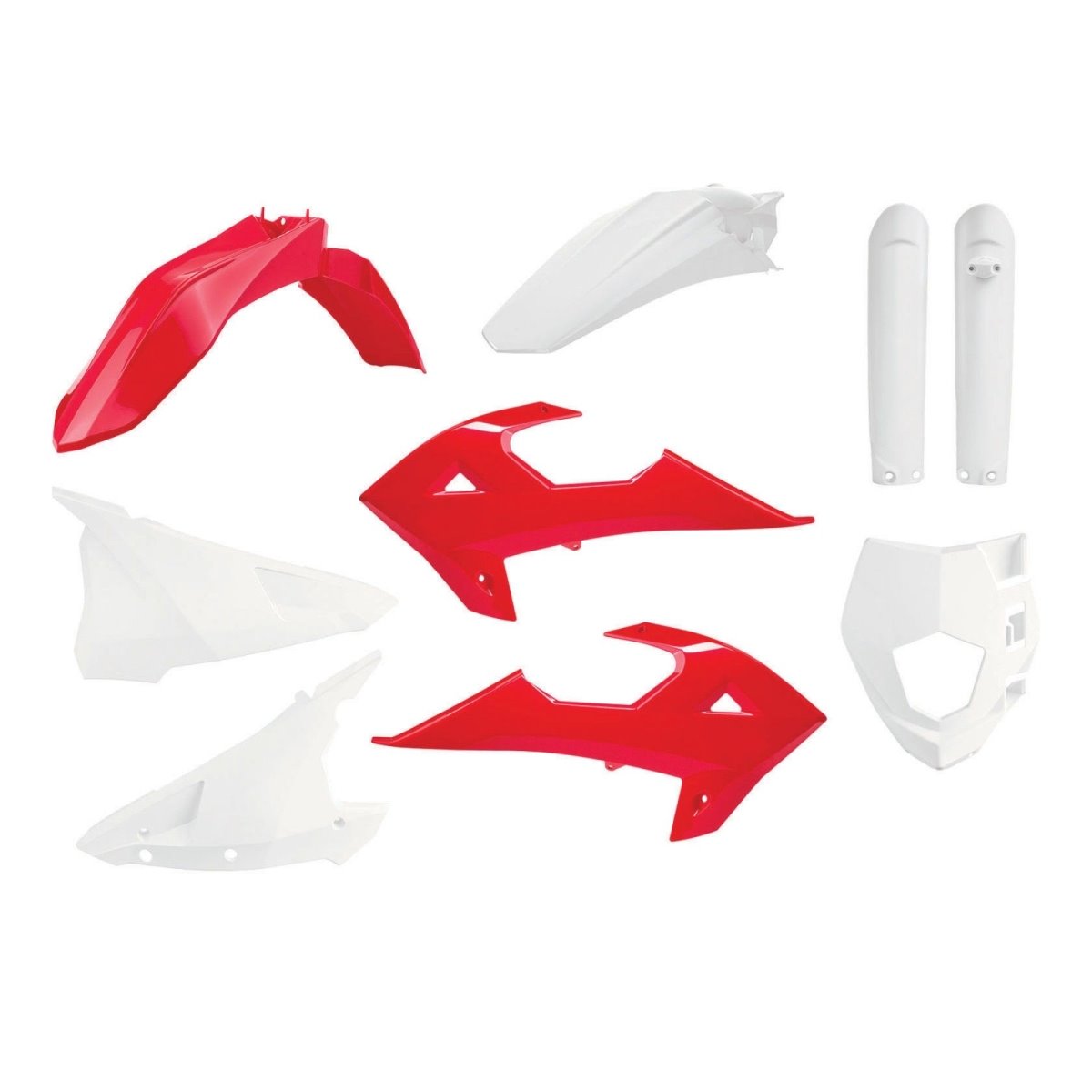 Komplet plastików GAS GAS EC/EC-E/EC-F, Rieju MR 250/300 czerwono biały OEM Polisport | 91030