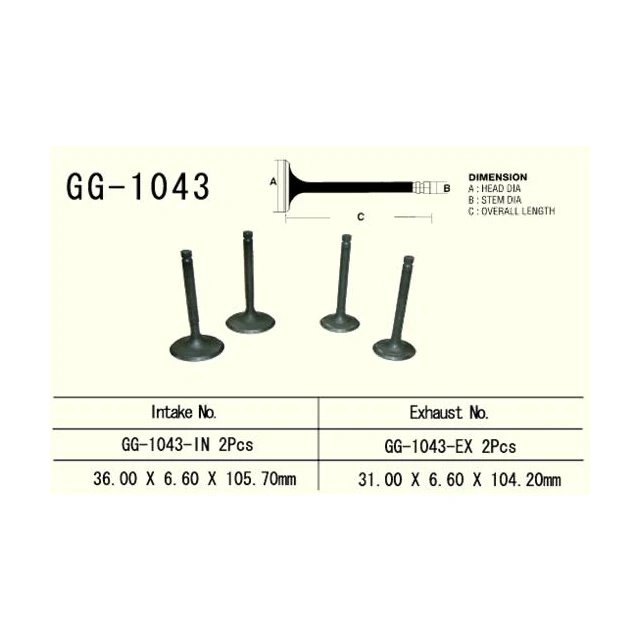 Zawór ssący Honda XL 600R/XR 650L/600R, XL 650V Transalp Vesrah | GG-1043-IN