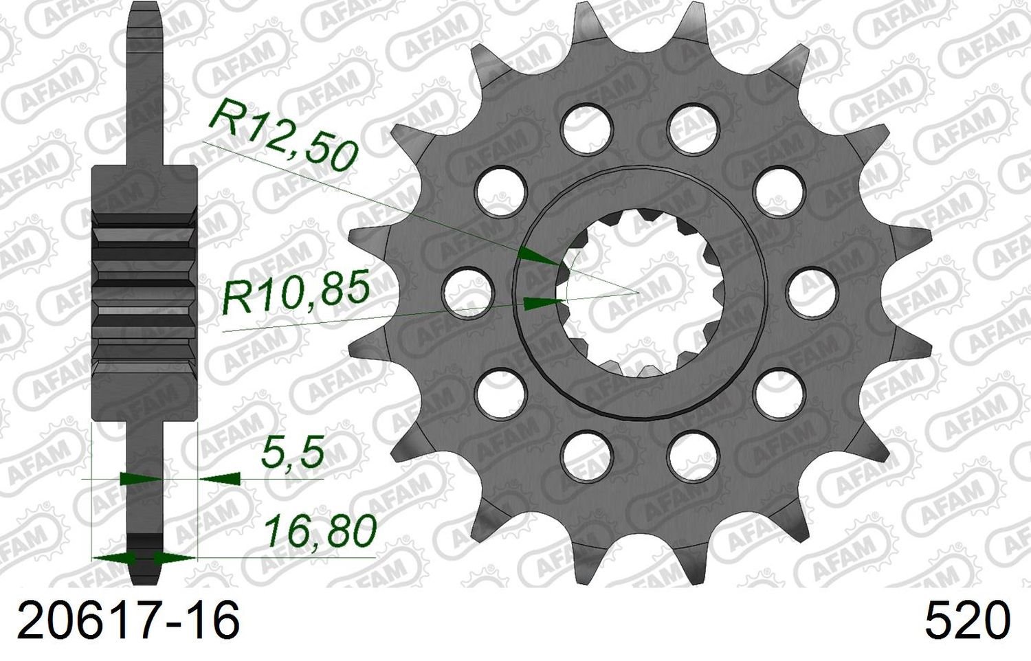 Zębatka przednia 16 Z GUMĄ Honda NC 700S/X, Integra 700D ŁAŃC. 520 AFAM | 20617NR-16