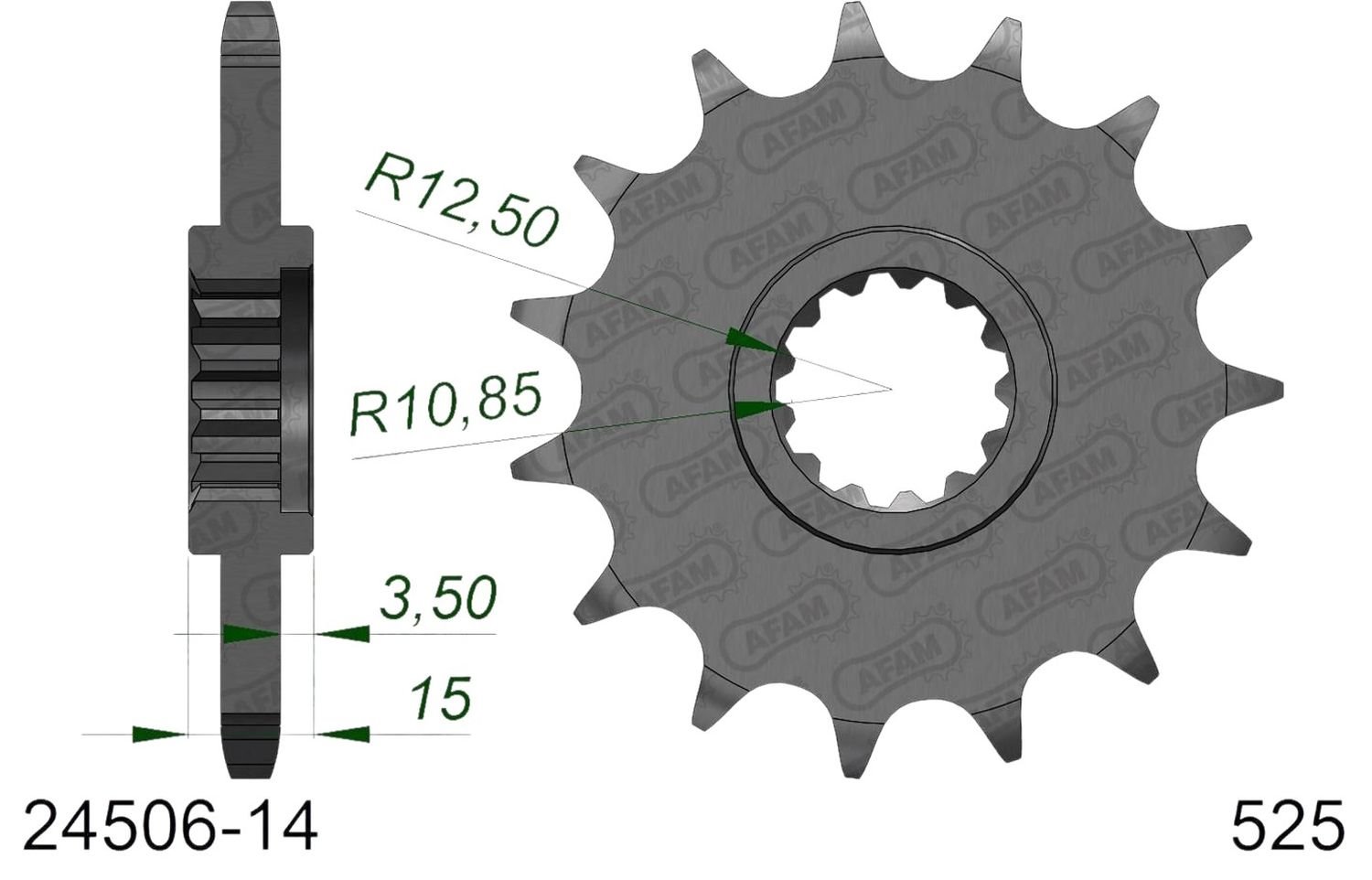 Zębatka przednia Kawasaki ZX-6R/ZX 600 NINJA, ZRX 400 15 zębów (Łańcuch 525) AFAM | 24506-15