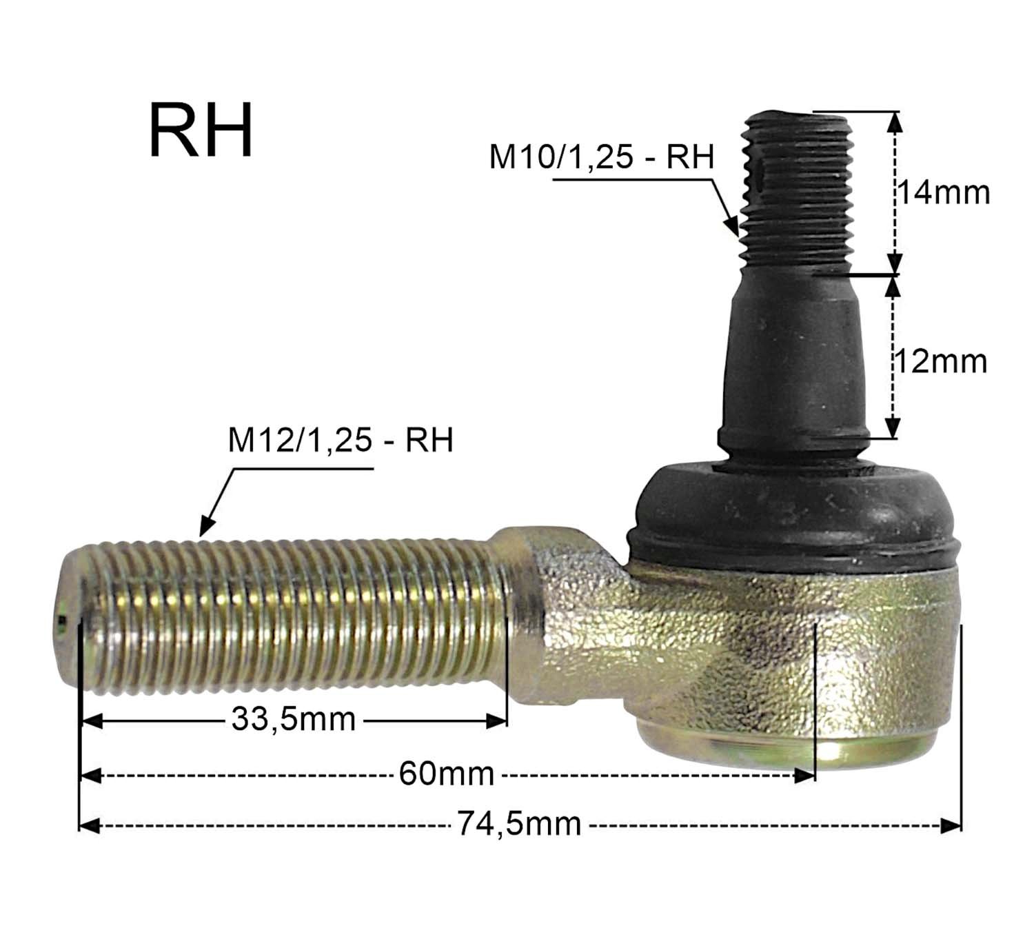 Końcówka drążka kierowniczego prawa Suzuki LTR 450/LTZ 400/Yamaha YFM 700R Raptor/YFZ450R/X PROMX | PM171028RS