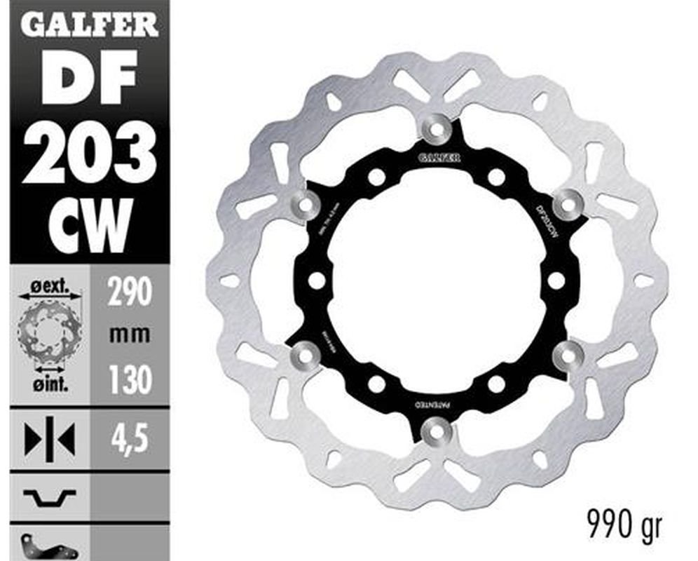 Tarcza hamulcowa przód Kawasaki Ninja 250R, ZX25R (290x130x4,5 mm) środek aluminiowy (990 gram) Galfer | DF203CW
