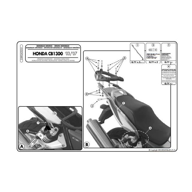 Stelaż kufra centralnego HONDA CB 1300/S bez płyty Kappa | KZ259